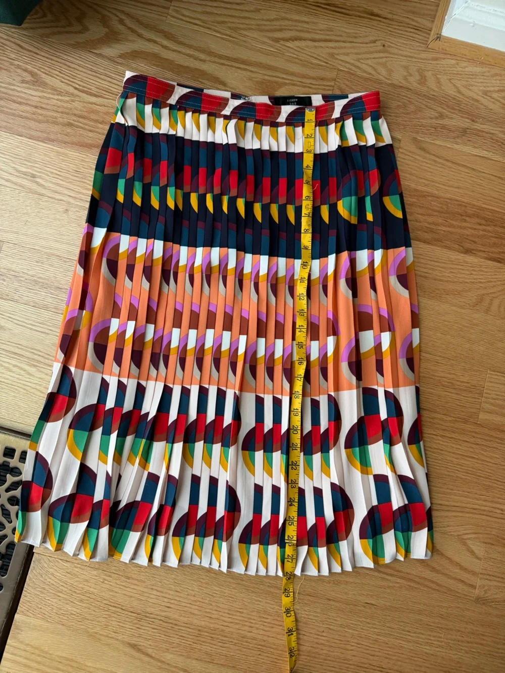 J.Crew Pleated Midi Skirt Size 10 Multicolor Geometric Print